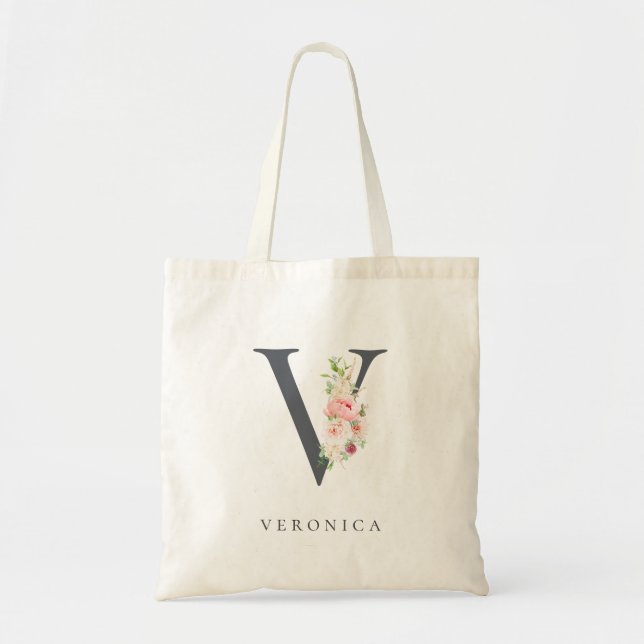 Tote Bag LETTRE FLORALE BOUGÉE Sauvage V MONOGRAPHIQUE (Devant)
