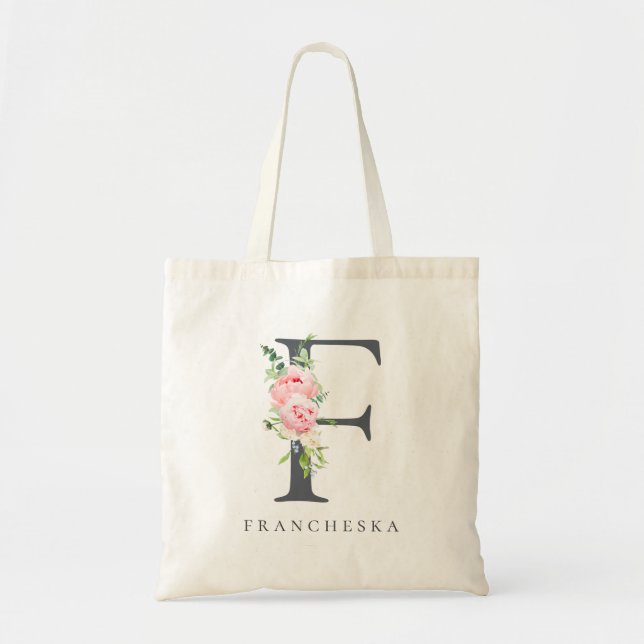 Tote Bag LETTRE FLORALE BOURSE FROIDE F MONogramme (Devant)