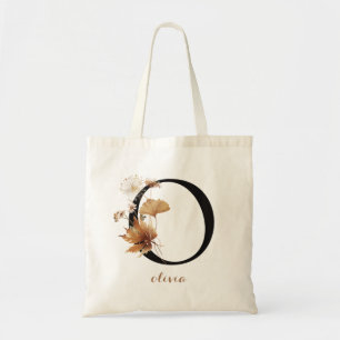 Tote Bag Lettre Florale moderne personnalisée Monogramme "O