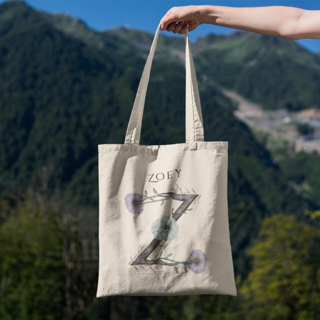 Tote Bag Lettre florale personnalisée Zinnia Z – Cadeau per (Créateur téléchargé)