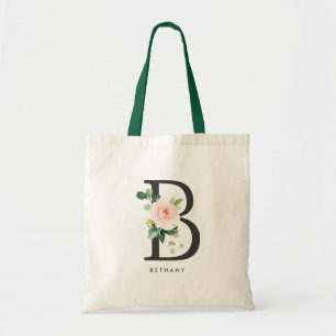 Tote Bag Lettre Florale Pivoine B Monogramme Demoiselle d'H