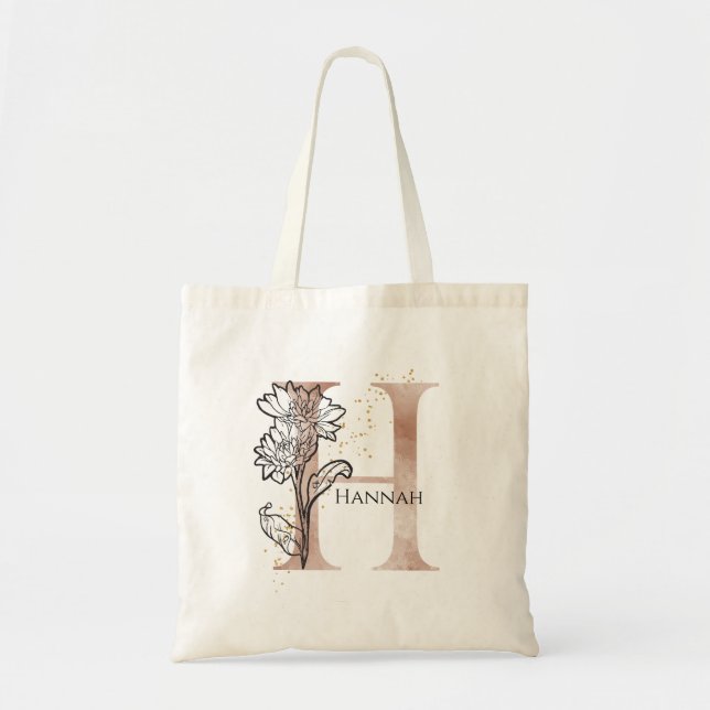 Tote Bag Lettre H Moderne Initiale Monogramme Bohème Person (Devant)