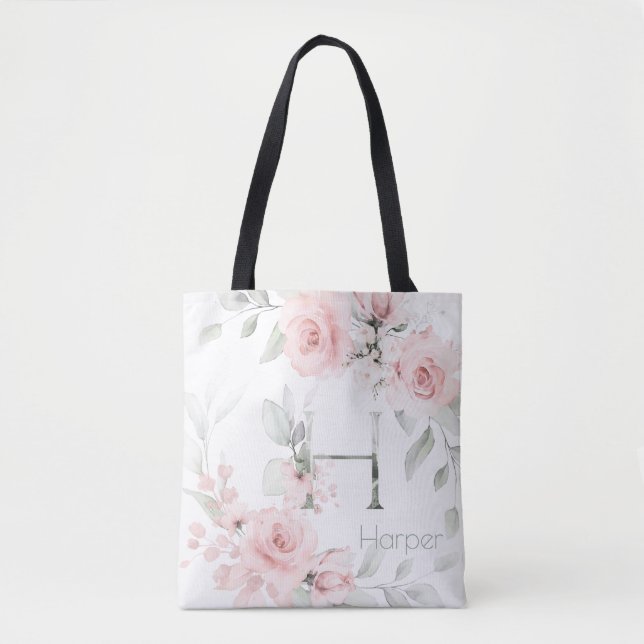Tote Bag Lettre H Monogramme rose rose pâle (Devant)
