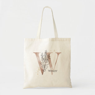 Tote Bag Lettre initiale moderne W bohème personnalisée