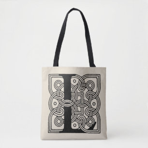 Tote Bag Lettre L Vintage Céleste noeud Monogramme