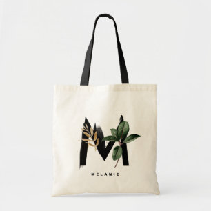 Tote Bag Lettre M Monogramme   Demoiselle d'honneur Feuille