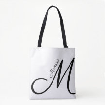 Lettre M - Monogramme + Nom - élégant moderne