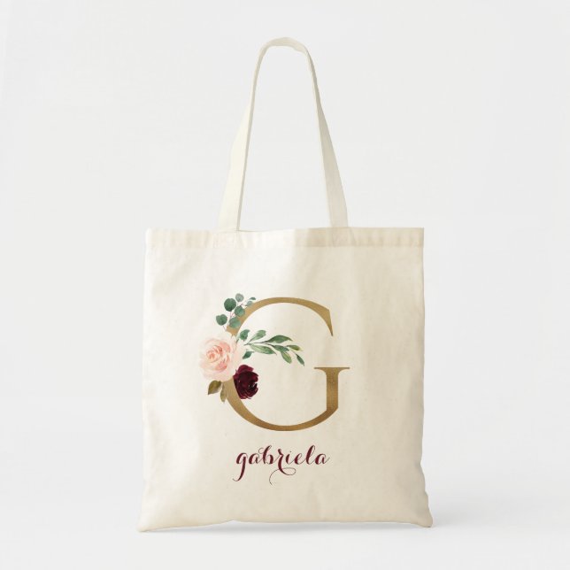 Tote Bag LETTRE MONOGRAPHIQUE OR BOURG BOURG Floral "G" (Devant)
