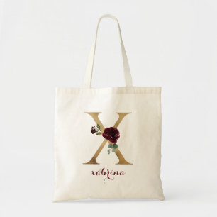 Tote Bag LETTRE MONOGRAPHIQUE OR BOURG BOURG Floral "X"