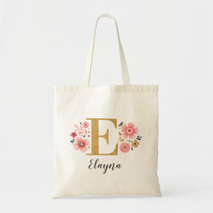 TOTE BAG LETTRE MONOGRAPHIQUE PINOLOGIQUE OR ROUGE "E"