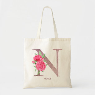 Tote Bag Lettre N Nom personnalisé monogramme femme d'affai