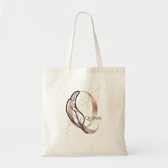 Tote Bag Lettre Q Moderne Initiale Monogramme Personnalisée (Devant)