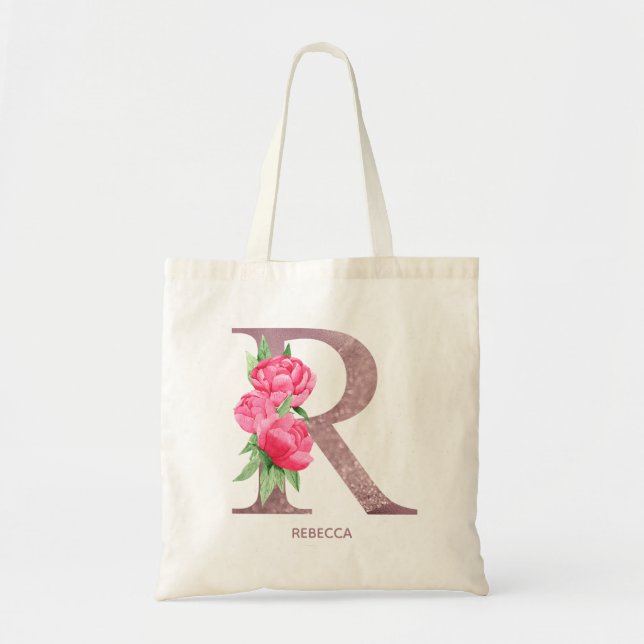Tote Bag Lettre R Nom personnalisé monogramme de la femme d (Devant)