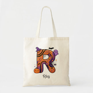 Tote Bag Lettre R personnalisée pour Halloween, cadeau pour