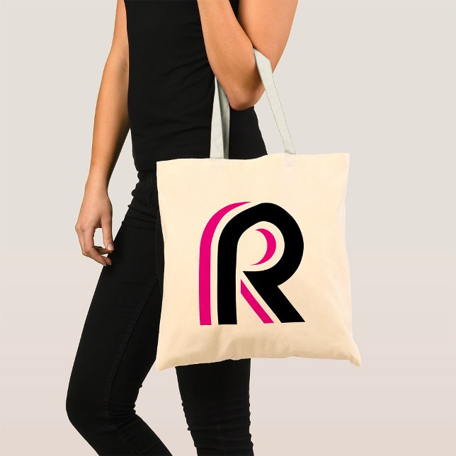 Tote Bag LETTRE Rose ET NOIR R (Créateur téléchargé)
