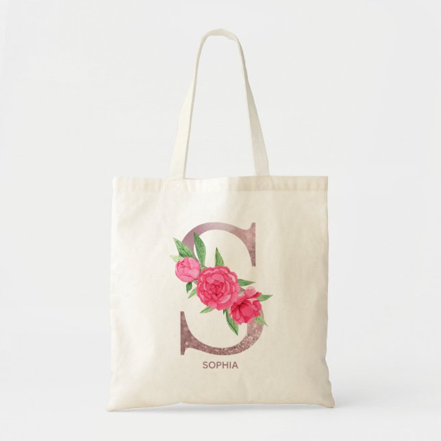 Tote Bag Lettre S Nom personnalisé monogramme soudoyante (Devant)