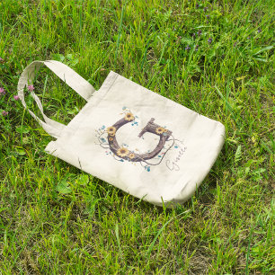 Tote Bag LETTRE Tournesol Élégante 'G' Monogramme Nom perso