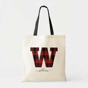 Tote Bag Lettre "W" en rouge et en noir