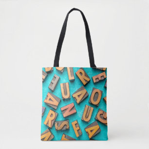 Tote Bag lettres aléatoires arrière - plan supérieur - lett