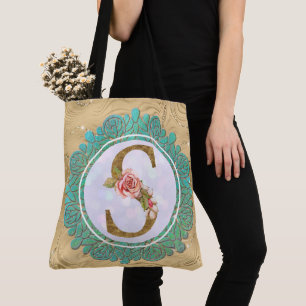 Tote Bag Lettres Initiales Monogramme Élégant avec Mandala