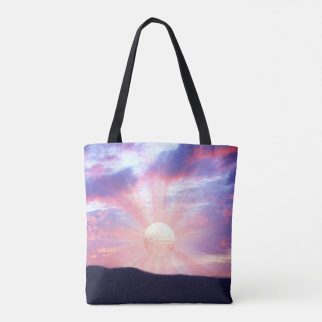 Tote Bag Lever de soleil de boule de golf (Dos)