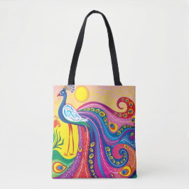 Tote Bag Lever du soleil avec paon