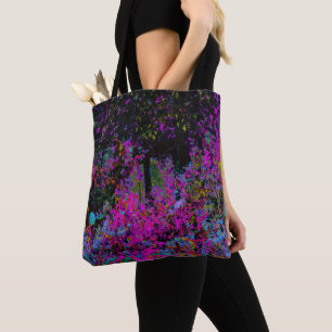 Tote Bag Lever du soleil psychédélique rose chaud et noir d