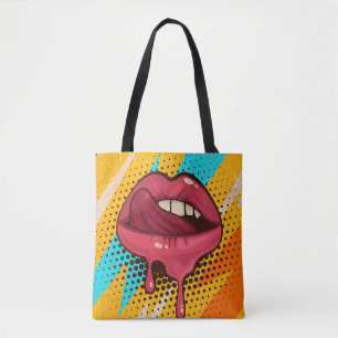 Tote Bag Lèvres d'art pop : Vintage tendance