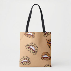 Tote Bag lèvres Empreintes de léopard sans couture motif, l