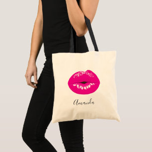 Tote Bag Lèvres roses chaudes Illustration brillante