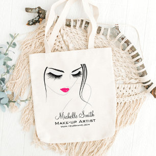 Tote Bag Lèvres roses Face longues cils Lash Extensions