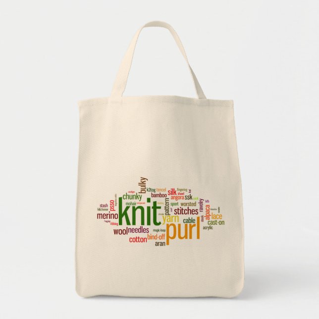 Tote Bag Lexique de tricot de maille de Knit pour des (Devant)
