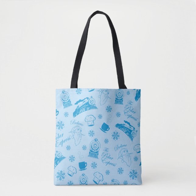 Tote Bag L'Express polaire | Motif d'icône de vacances bleu (Devant)