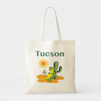 Tote Bag Lézard de Tucson Arizona sous Saguaro