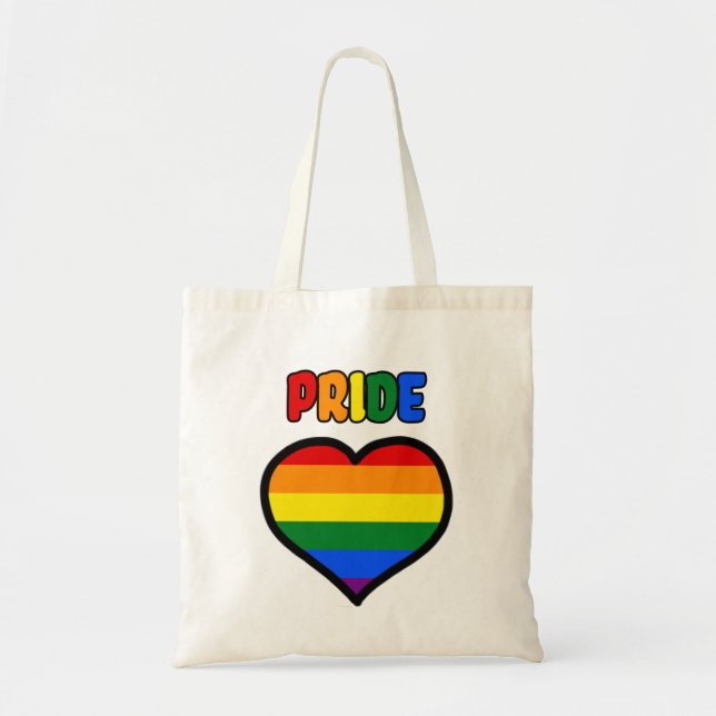 Tote Bag LGBT+ Coeur de fierté d'arc-en-ciel (Devant)