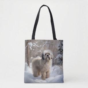 Tote Bag Lhasa Apso Laissez Tomber la Neige Noël