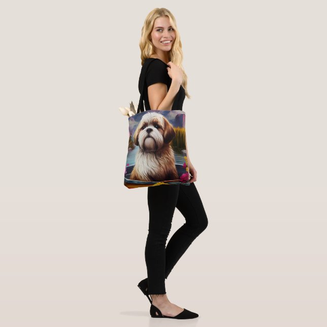 Tote Bag Lhassa Apso sur une rame : une aventure Pittoresqu (Sur le modèle)