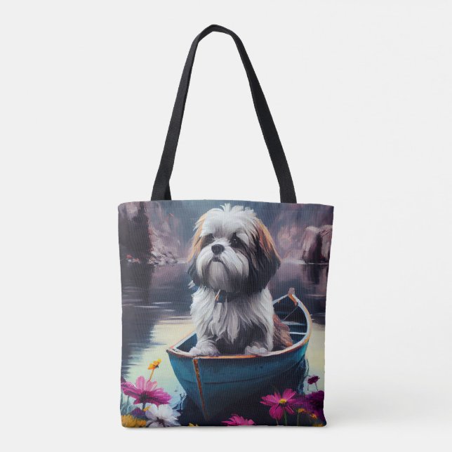 Tote Bag Lhassa Apso sur une rame : une aventure Pittoresqu (Dos)