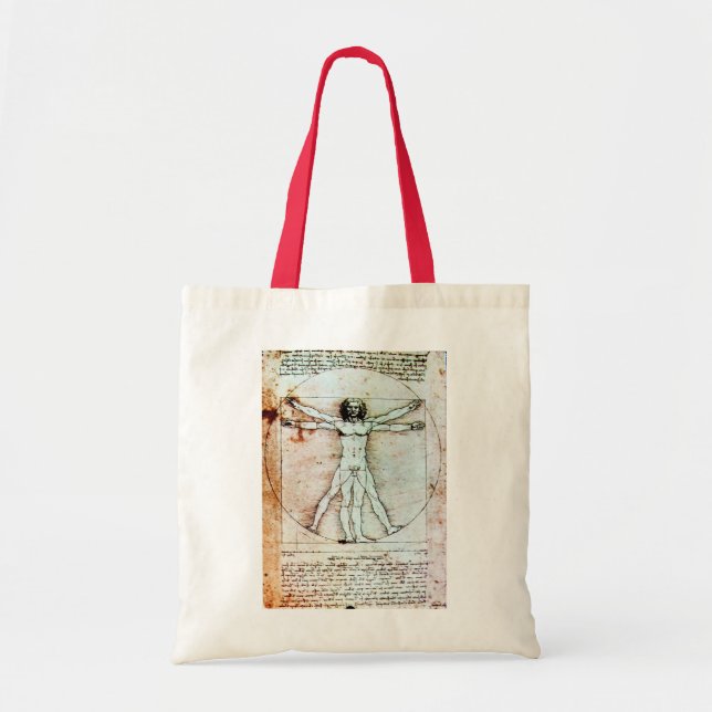 Tote Bag L'HOMME VITRUVIEN - Parchemin antique (Devant)