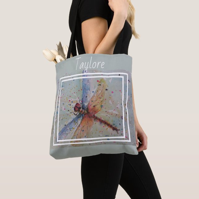 Tote Bag Libellule audacieuse colorée (De près)
