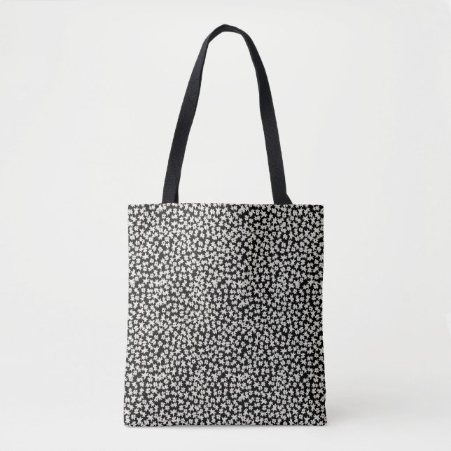 Tote Bag Liberty petites fleurs blanches noir (Devant)