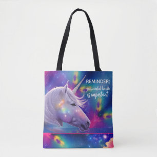Tote Bag Licorne Arc-en-Ciel Rappel Important pour la Santé