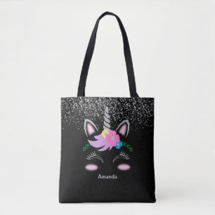 Tote Bag Licorne argentée de parties scintillantes