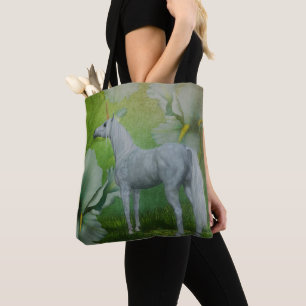 Tote Bag Licorne et fleurs de lys, cheval de fantaisie Art
