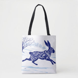 Tote Bag Lièvre Mystique : Lièvre Whimsical Dans La Neige