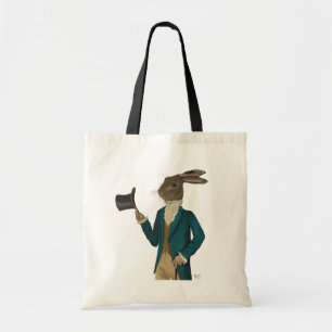 Tote Bag Lièvres dans le manteau 2 de turquoise