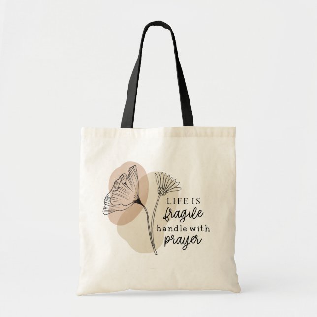 Tote Bag Life est la main fragile de Prayer Flowers (Devant)