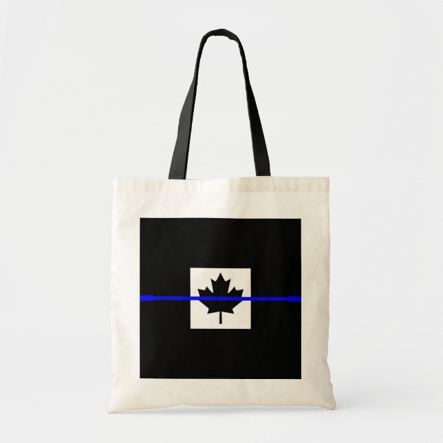 Tote Bag Ligne Bleue fine sur le Décor du drapeau canadien (Devant)
