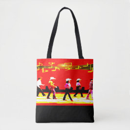 Tote Bag Ligne dansant le noir rouge de groupe occidental