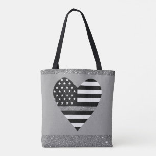 Tote Bag Ligne de Parties scintillant gris mince